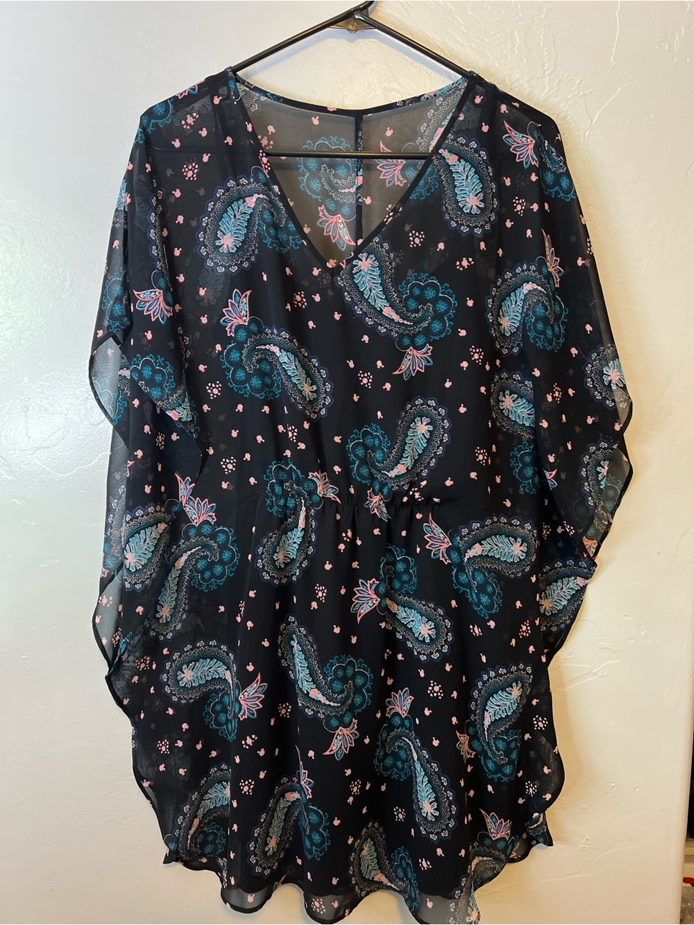 Express Sheer Paisley V-Neck Tunic — Dress Lined tank top camisole Size Small